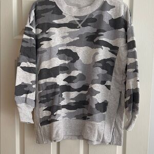 aerie Grey Camo Crewneck Sweatshirt